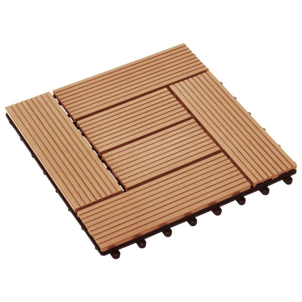 VIDAXL Carreau de terrasse 11 pcs WPC 30 x 30 cm 1 m^2 Couleur Teck