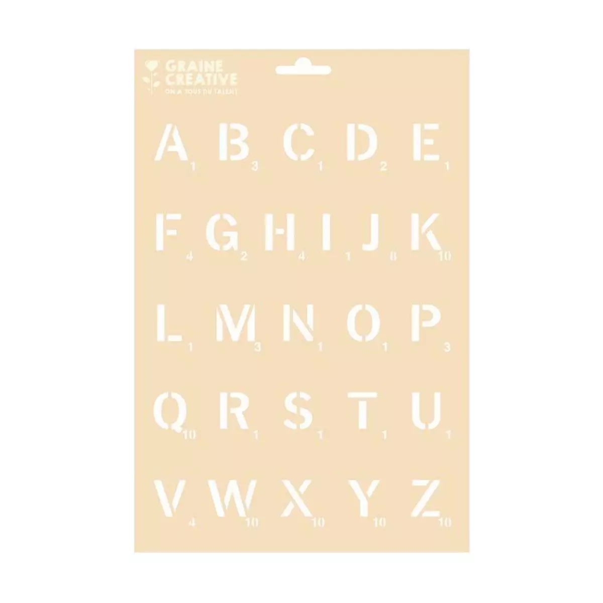 Graine créative Pochoir A4 - Alphabet Scrabble