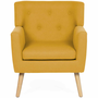 Voir la diapositive 3 : ID MARKET Fauteuil scandinave LIV en tissu jaune moutarde