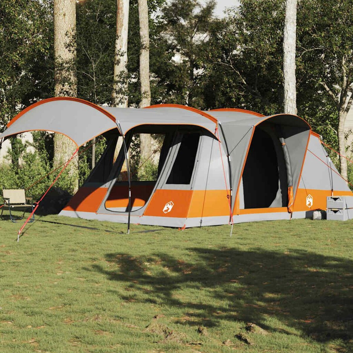 VIDAXL Tente de camping tunnel 5 personnes gris et orange impermeable