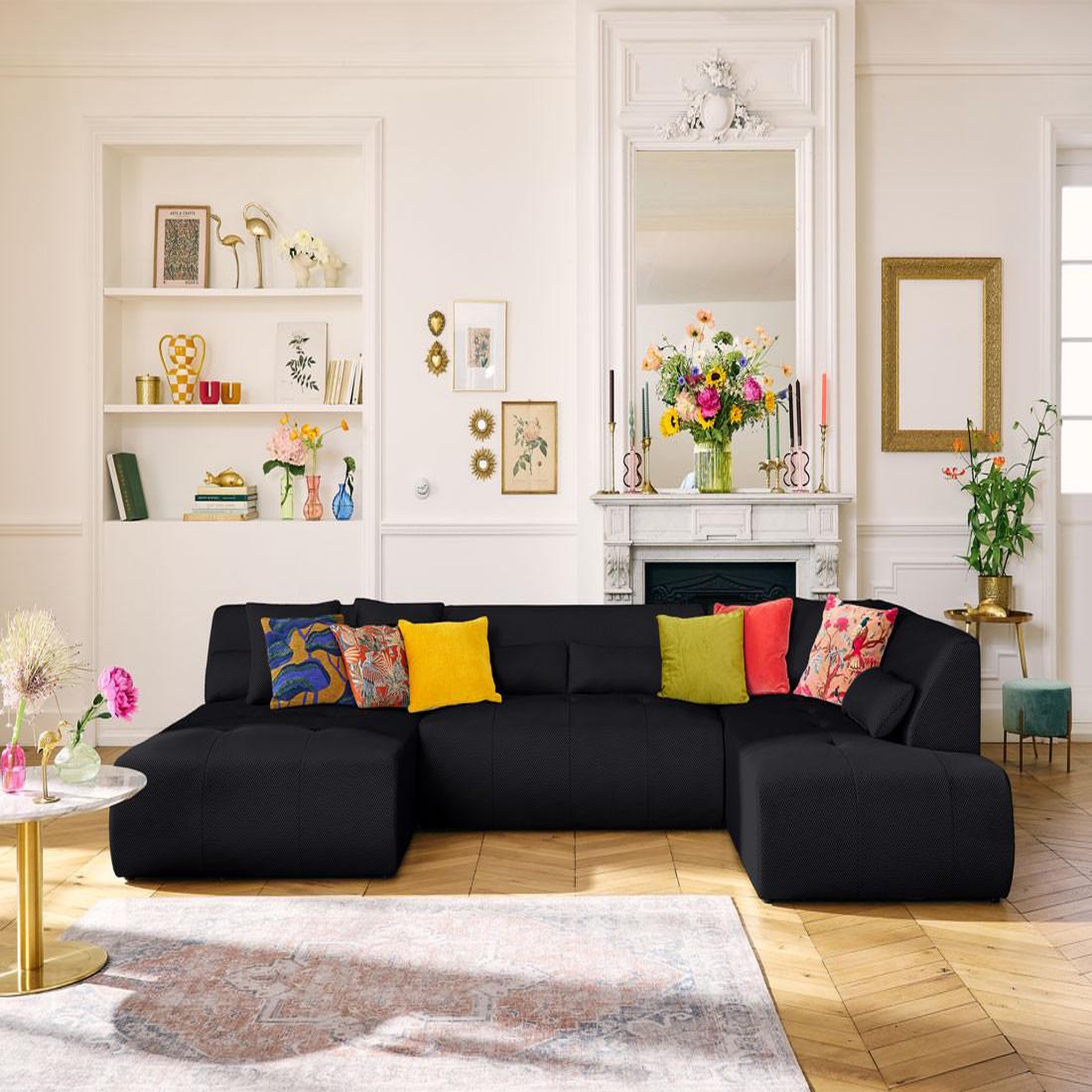 Voir la diapositive 1 : LISA DESIGN Onyx - canapé panoramique modulable d'angle droit - 7 places - en tissu mailles 3d