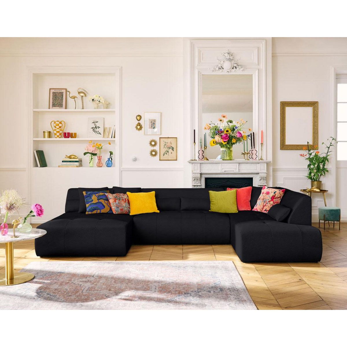 LISA DESIGN Onyx - canapé panoramique modulable d'angle droit - 7 places - en tissu mailles 3d