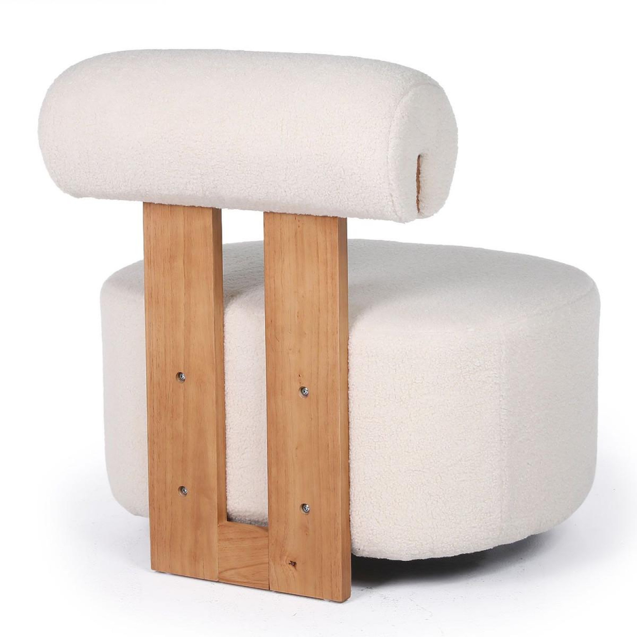 Voir la diapositive 4 : Paris Prix Fauteuil design en tissu bouclette  jasper  73cm beige & naturel