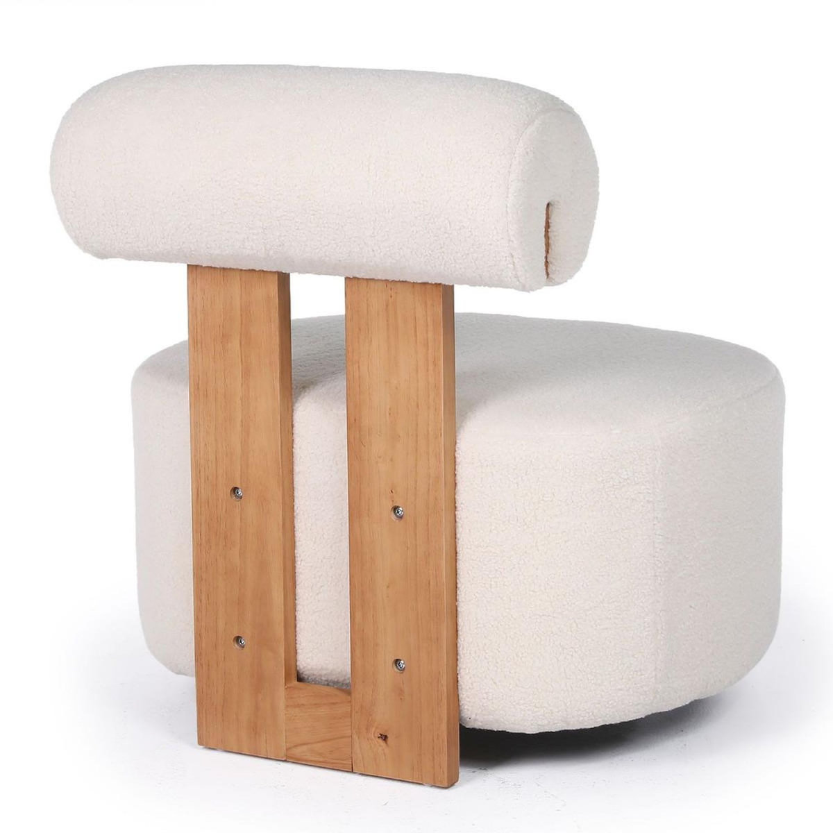 Paris Prix Fauteuil Design en Tissu Bouclette  Jasper  73cm Beige & Naturel