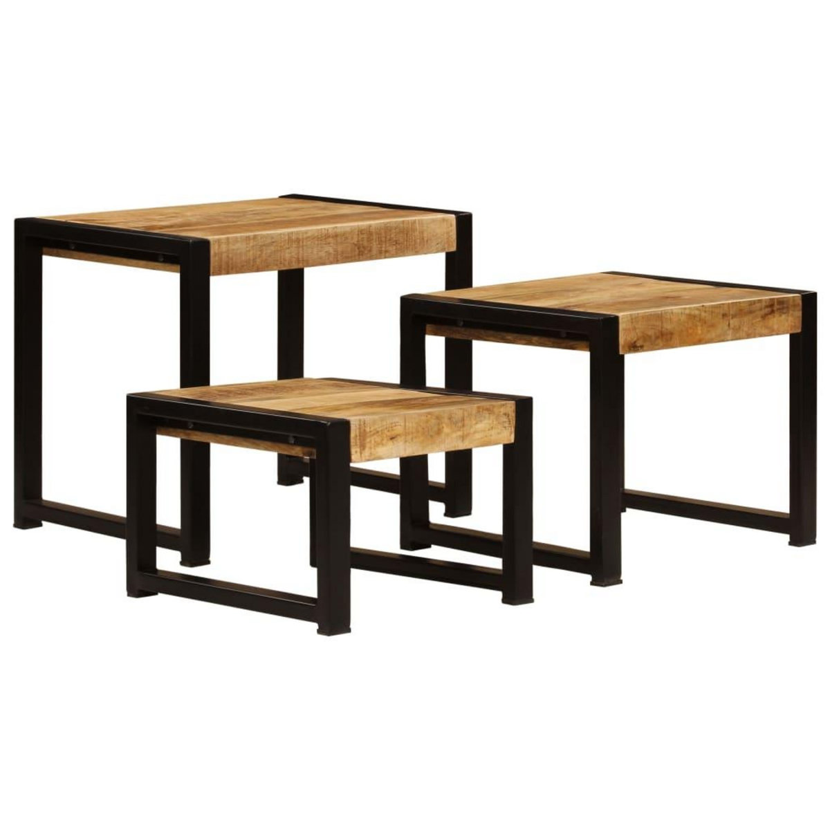 VIDAXL Tables gigognes 3 pcs Bois solide de manguier