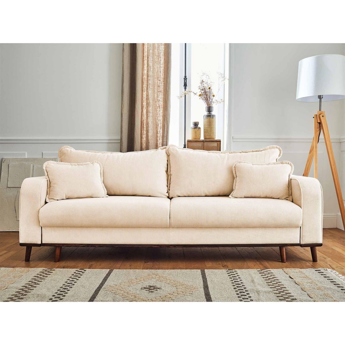 LISA DESIGN Albane - canapé 3 places - convertible avec coffre - en velours côtelé