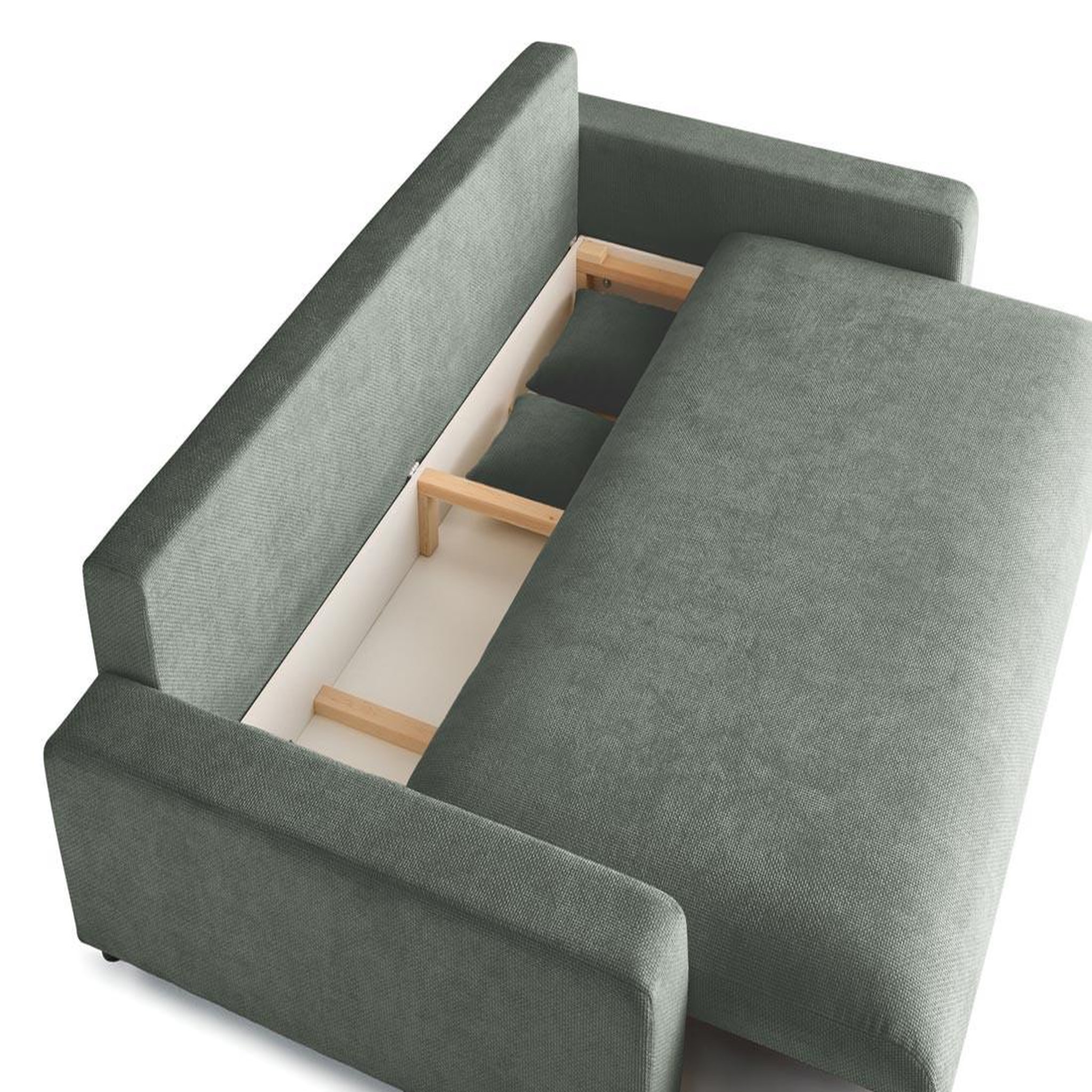 Voir la diapositive 3 : BEST MOBILIER Pivoine - canapé droit 3 places - convertible avec coffre - en velours texturé