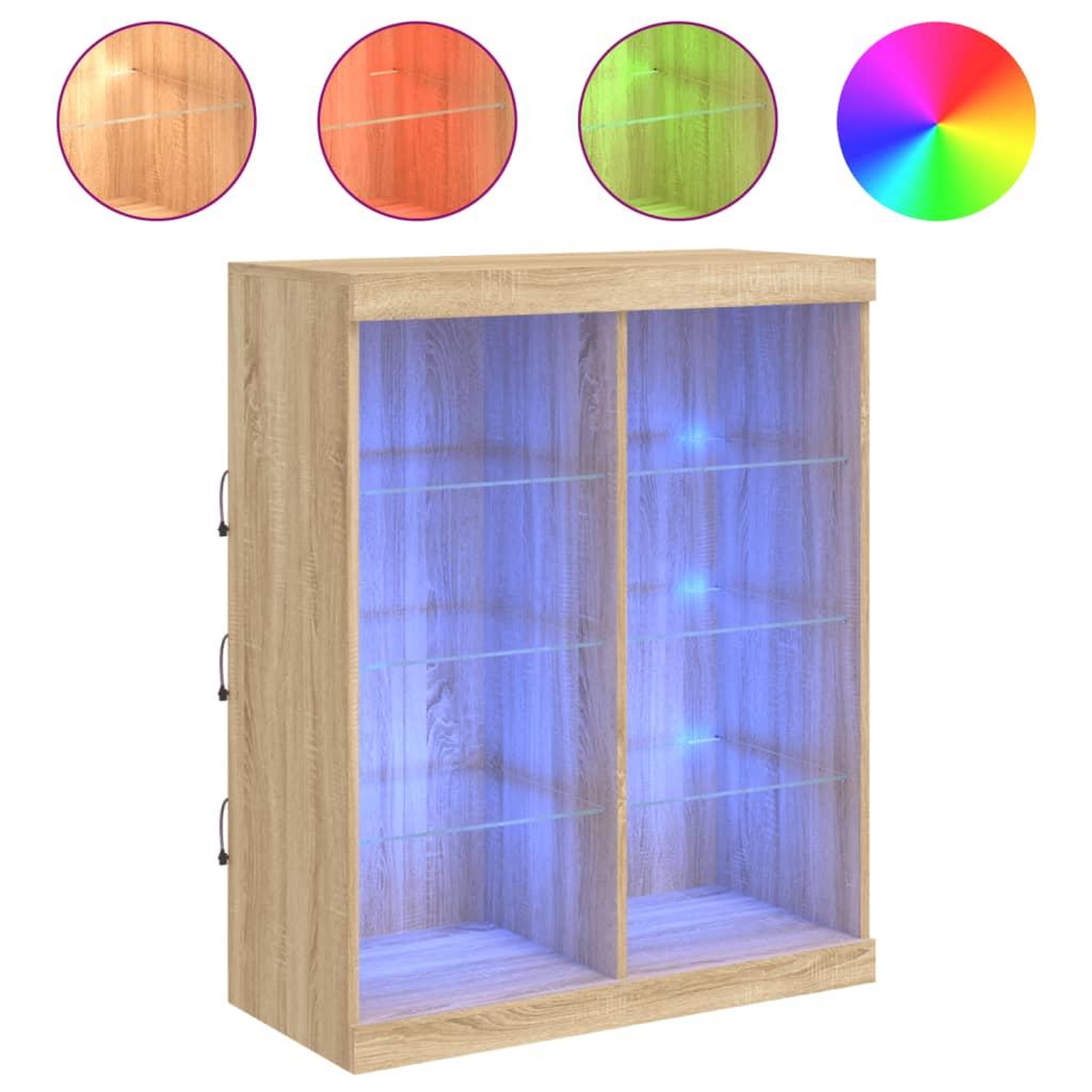 Voir la diapositive 2 : VIDAXL Buffet avec lumieres LED chene sonoma 81x37x100 cm