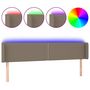 Voir la diapositive 2 : VIDAXL Tete de lit a LED Taupe 163x16x78/88 cm Tissu