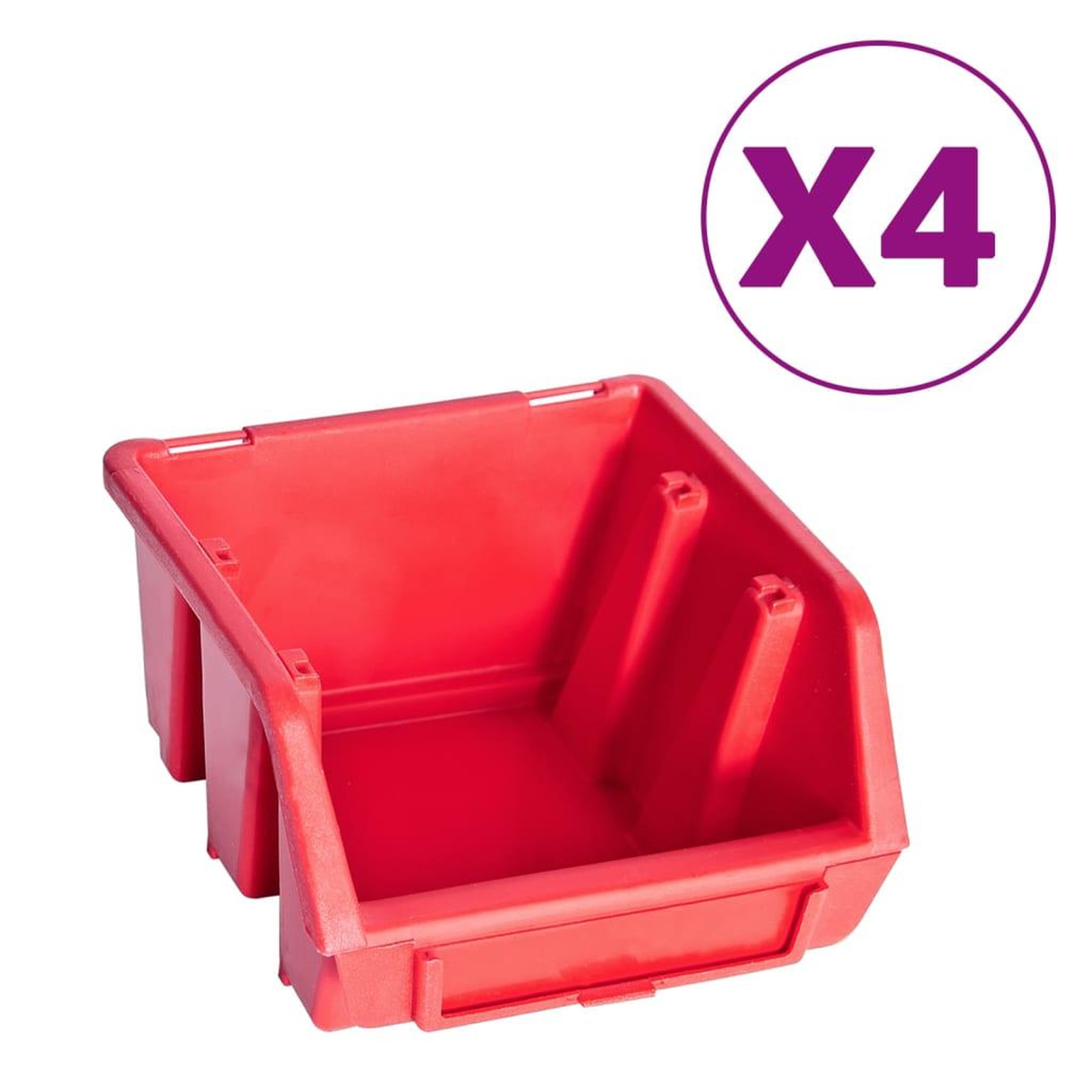 Voir la diapositive 2 : VIDAXL Kit de bacs de stockage avec panneau mural 8 pcs Rouge et noir
