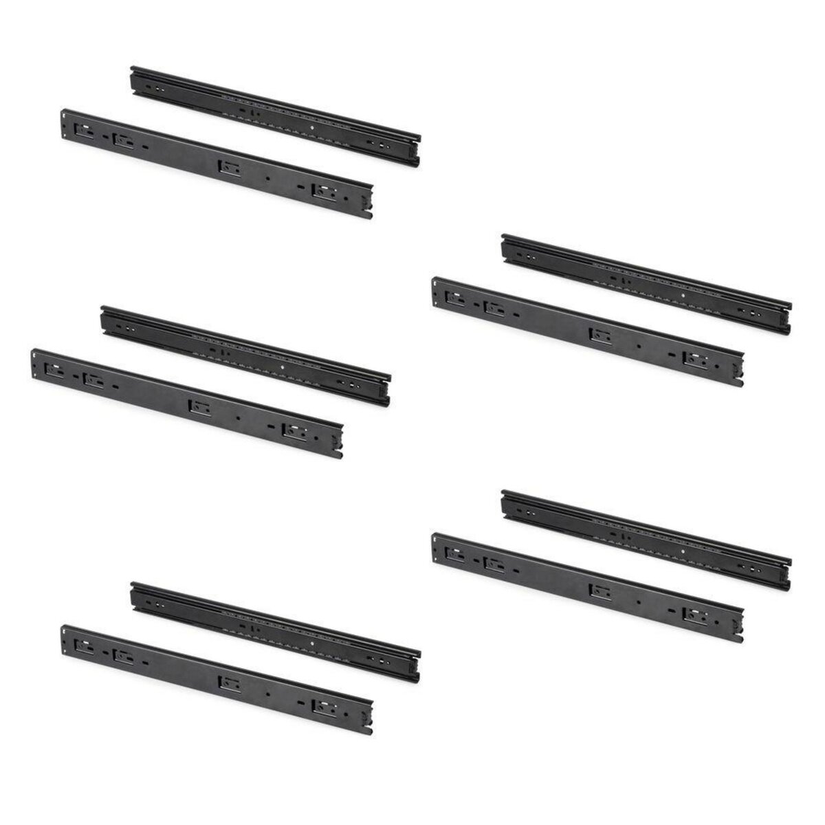 EMUCA SRL 5 paires de coulisses a billes pour tiroirs à sortie totale, H 45 mm, L 450 mm, noir