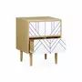  Table de chevet décor bois naturel - Mika - 2 tiroirs - L 48 x l 40 x H 59cm