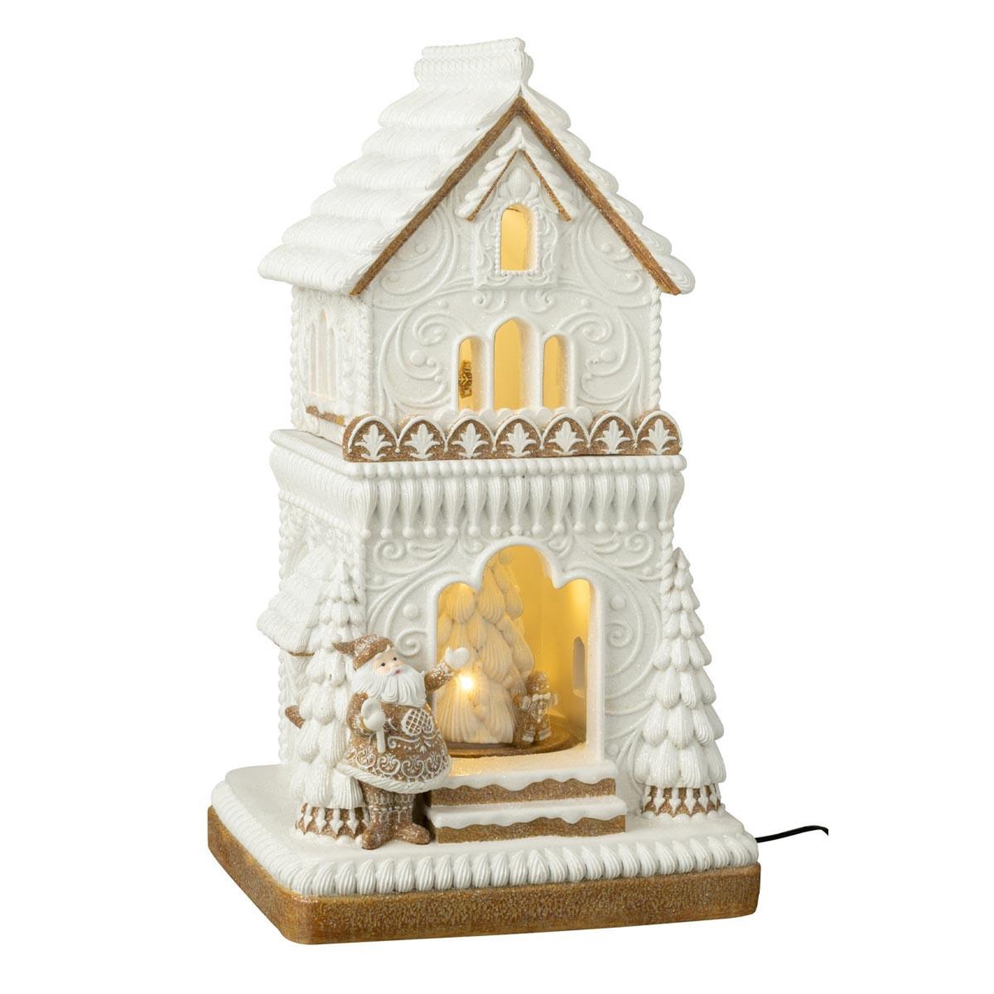J-LINE Maison pain d'épice à led  winter glow  46cm beige
