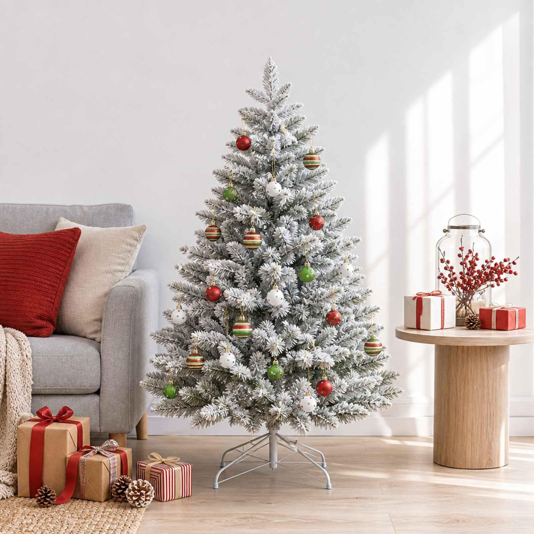 Voir la diapositive 2 : VIDAXL Ensemble de boules de Noël 72 pc Vert clair, blanc et rouge