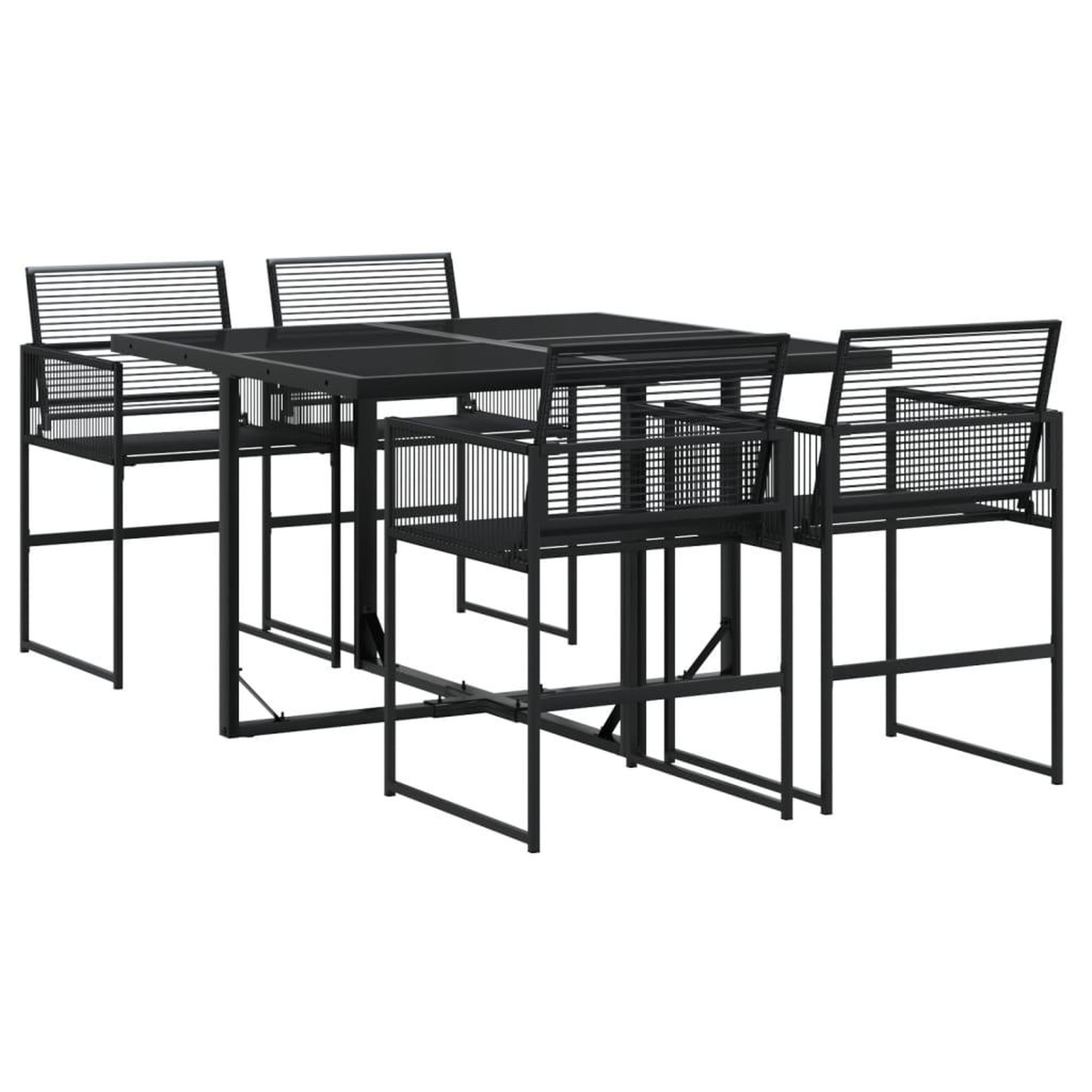 Voir la diapositive 2 : VIDAXL Ensemble a manger de jardin 5 pcs Noir Resine tressee