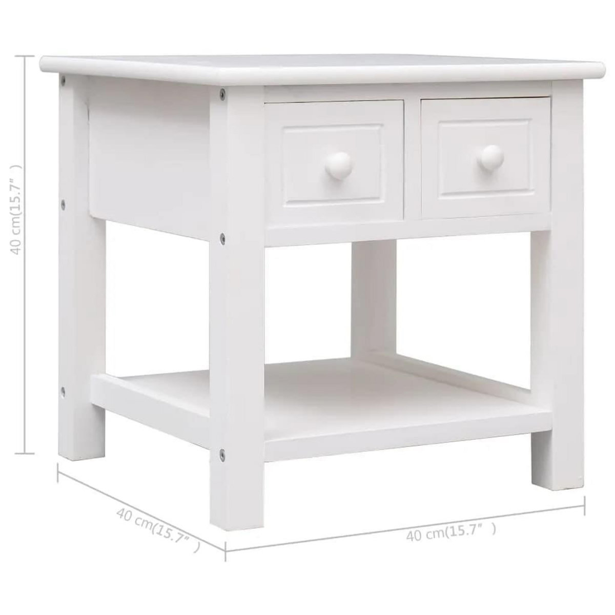 VIDAXL Table d'appoint Blanc 40x40x40 cm Bois de Paulownia