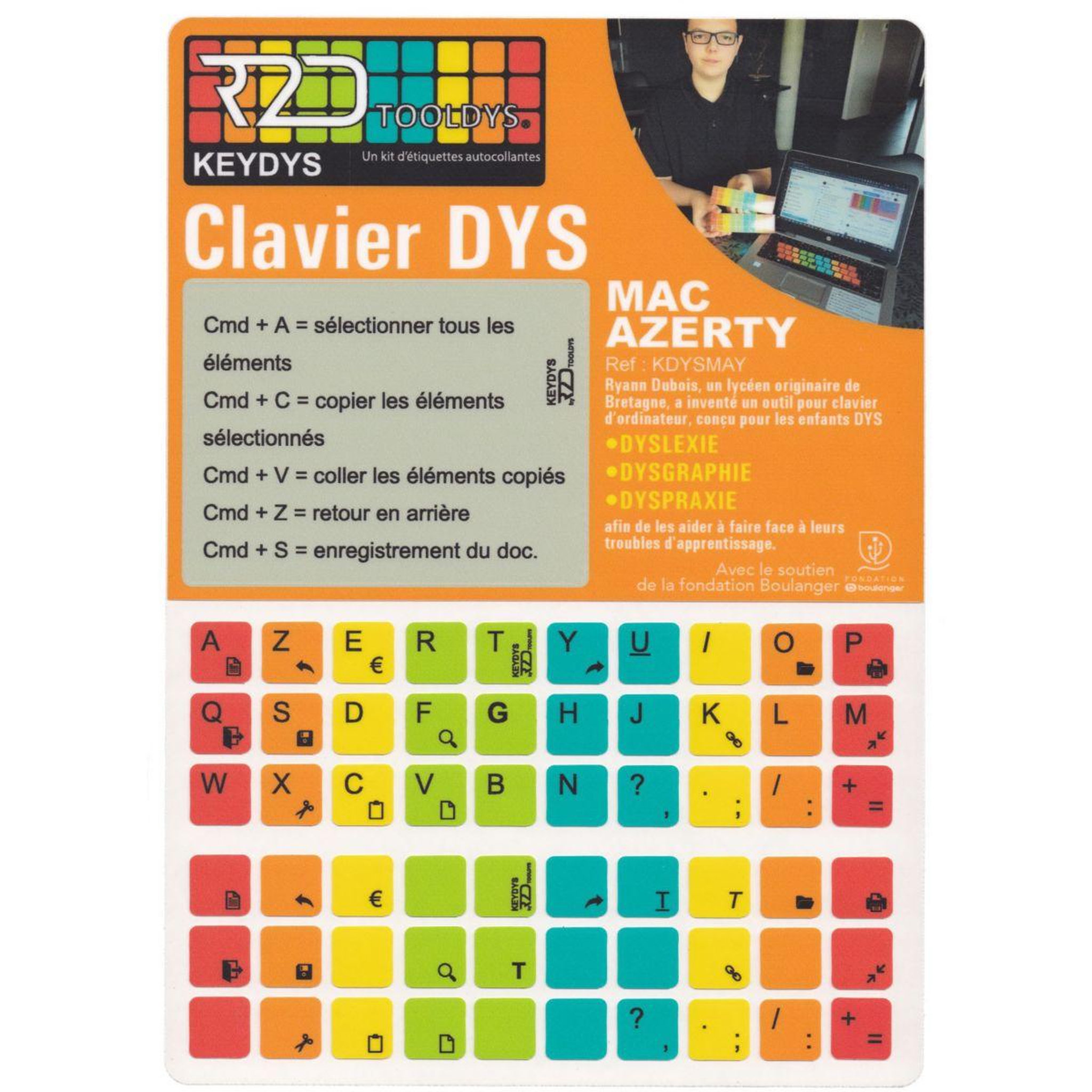 R2DTOOLDYS Sticker clavier dyslexique mac