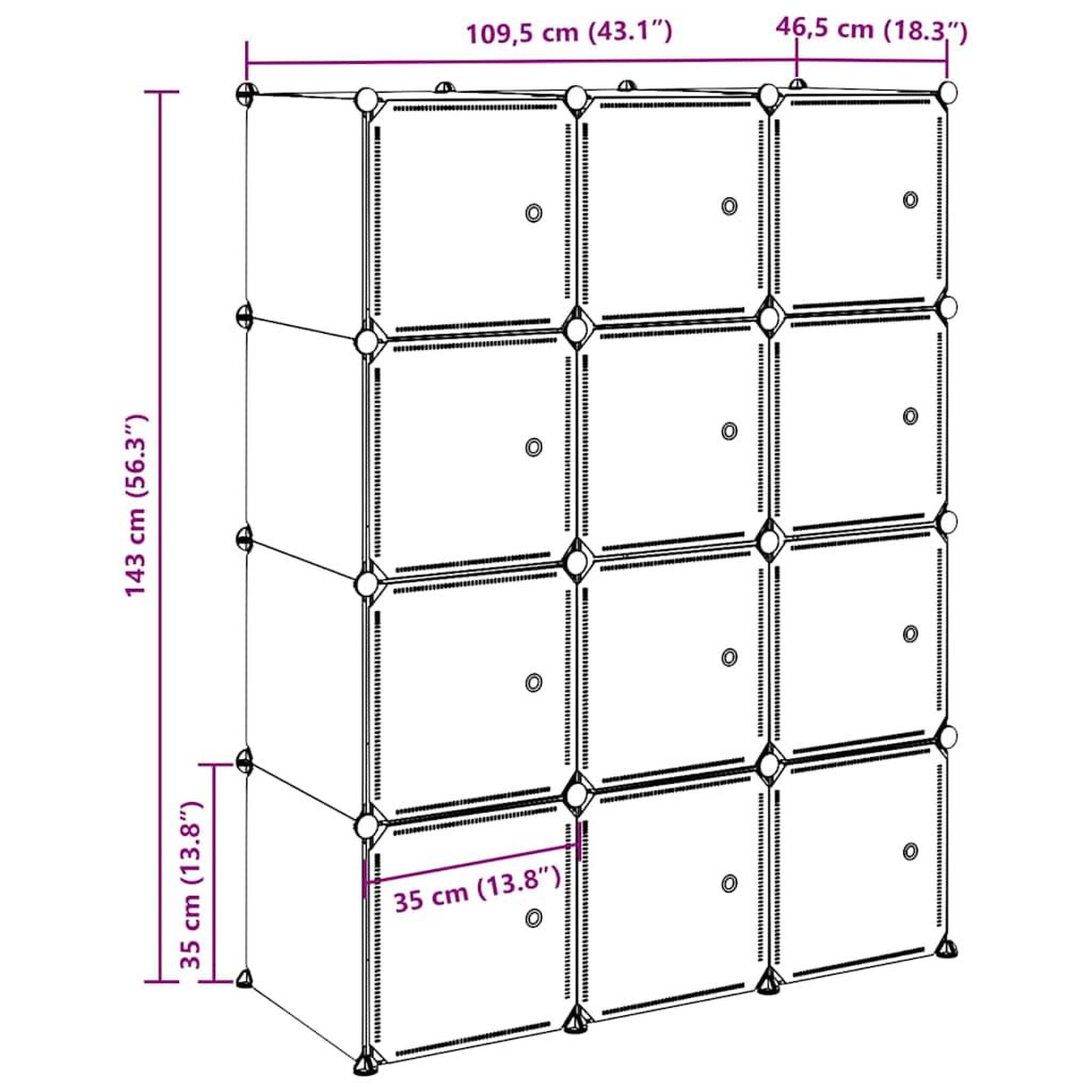 Voir la diapositive 6 : VIDAXL Cubes de rangement 12 pcs avec tiges de suspension PP