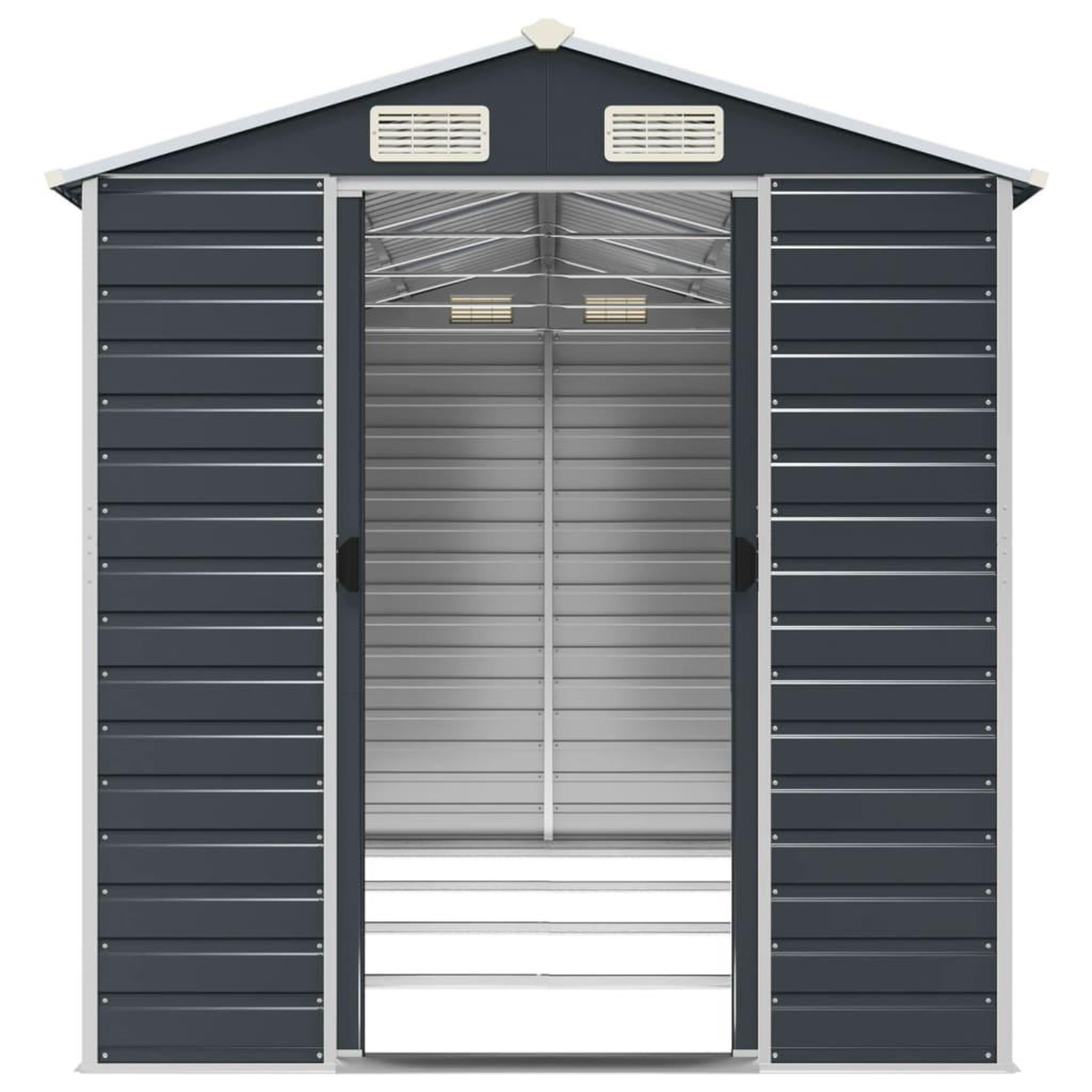 Voir la diapositive 5 : VIDAXL Abri de jardin anthracite 191x385x198 cm acier galvanise