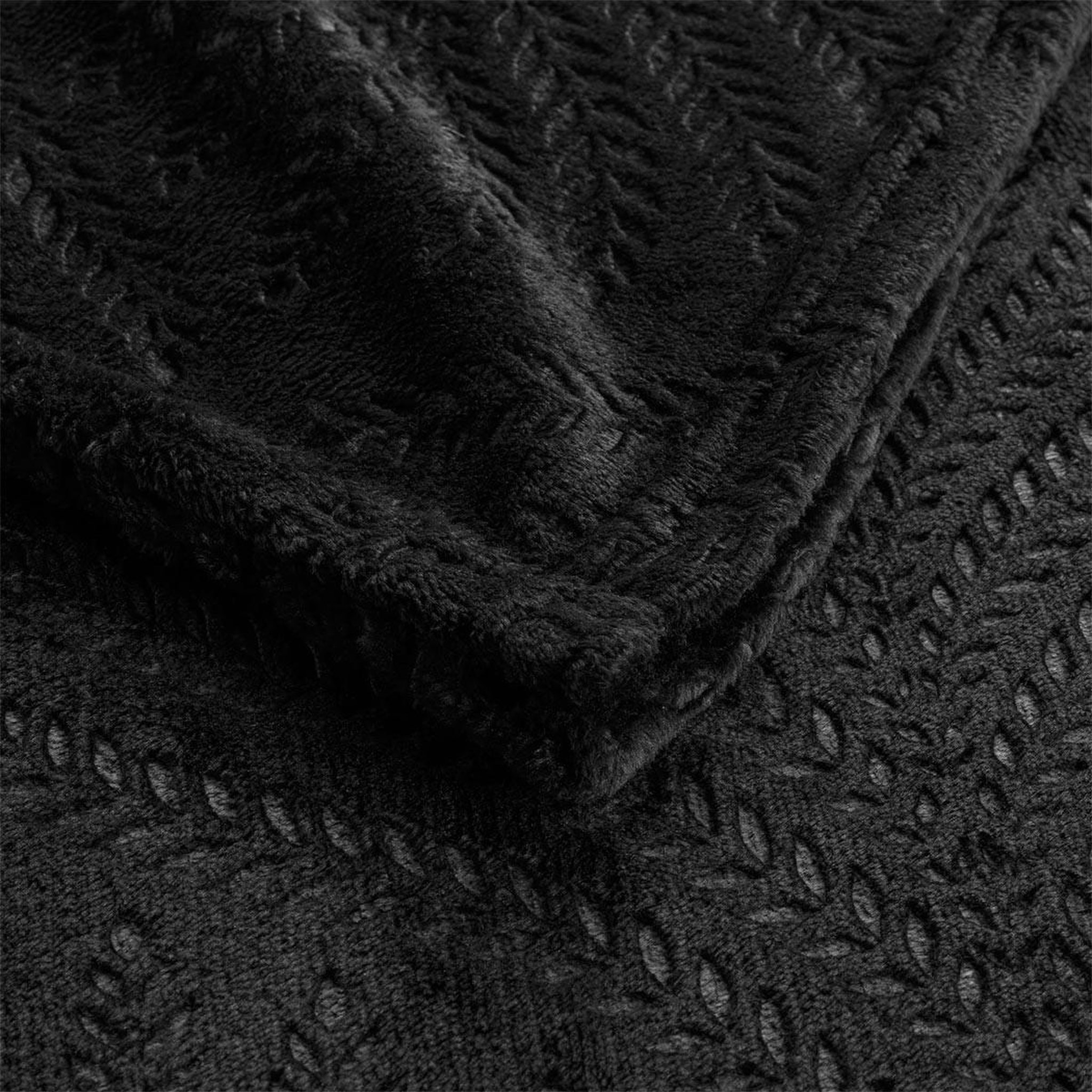 Voir la diapositive 2 : Douceur d'Intérieur Plaid uni en flanelle  nelia  125x150cm noir
