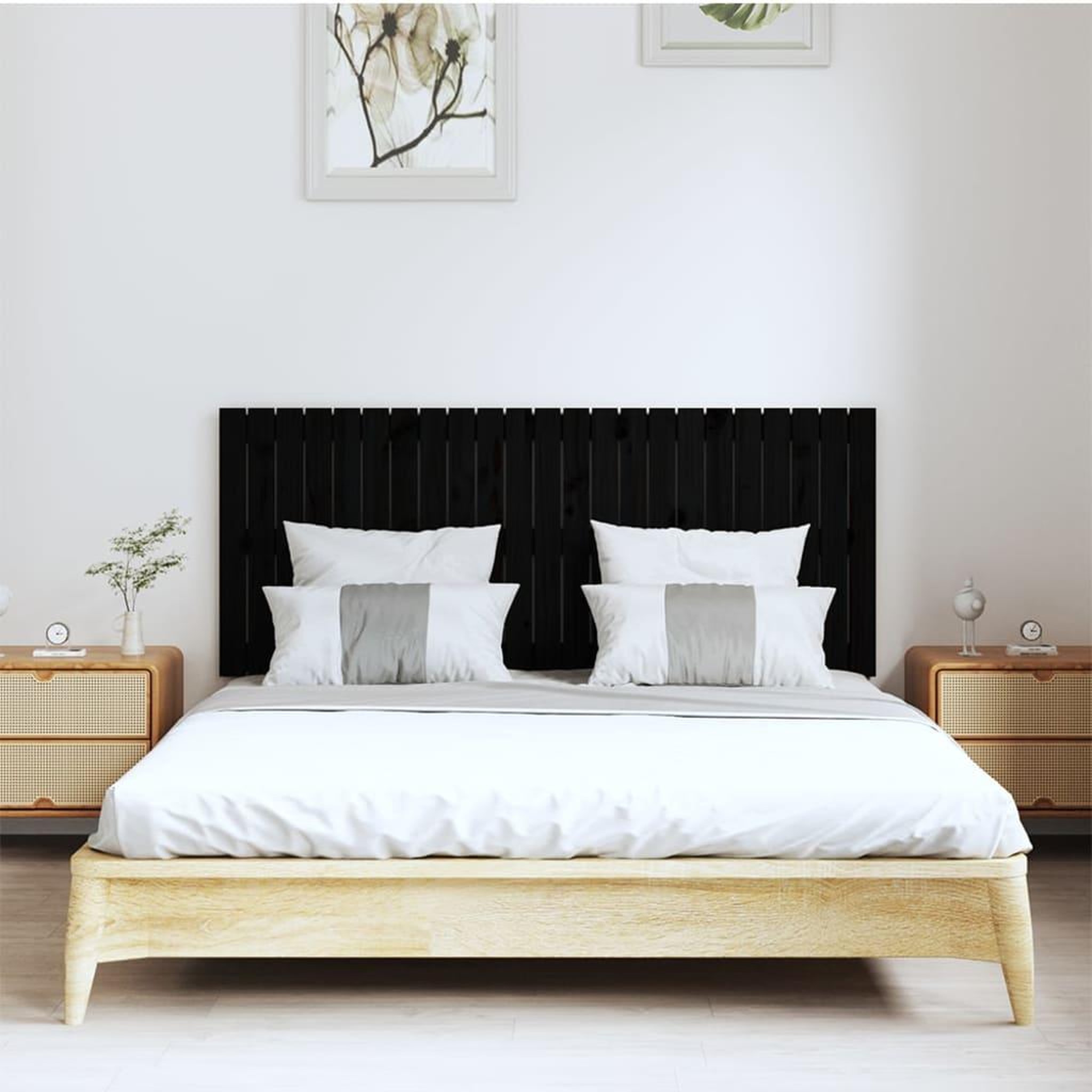 Voir la diapositive 3 : VIDAXL Tete de lit murale Noir 147x3x60 cm Bois massif de pin