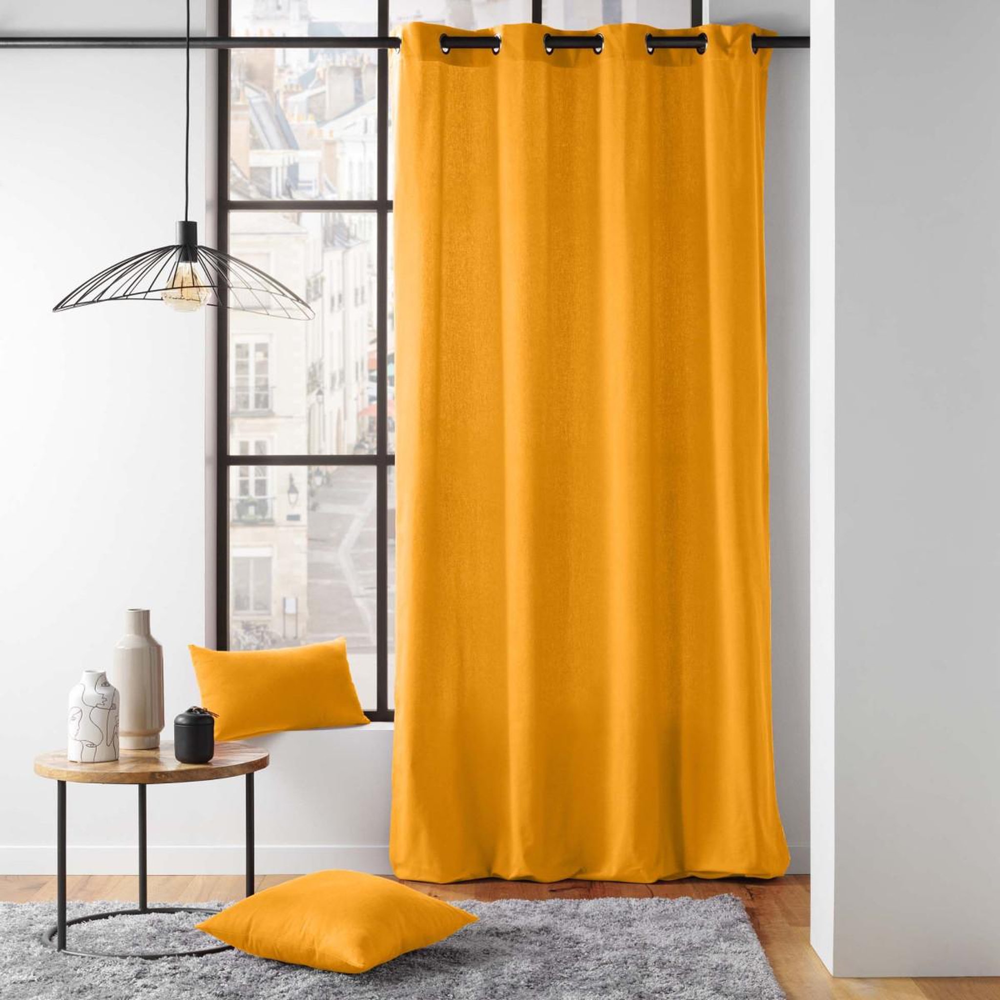 Voir la diapositive 5 : Douceur d'Intérieur Rideau à œillets  twily  135x260cm jaune