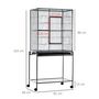 Voir la diapositive 3 : PAWHUT PawHut Cage à Oiseaux Portable avec 4 Mangeoires et 4 Perchoirs Pratique 81 x 48 x 163 cm Noir et Gris
