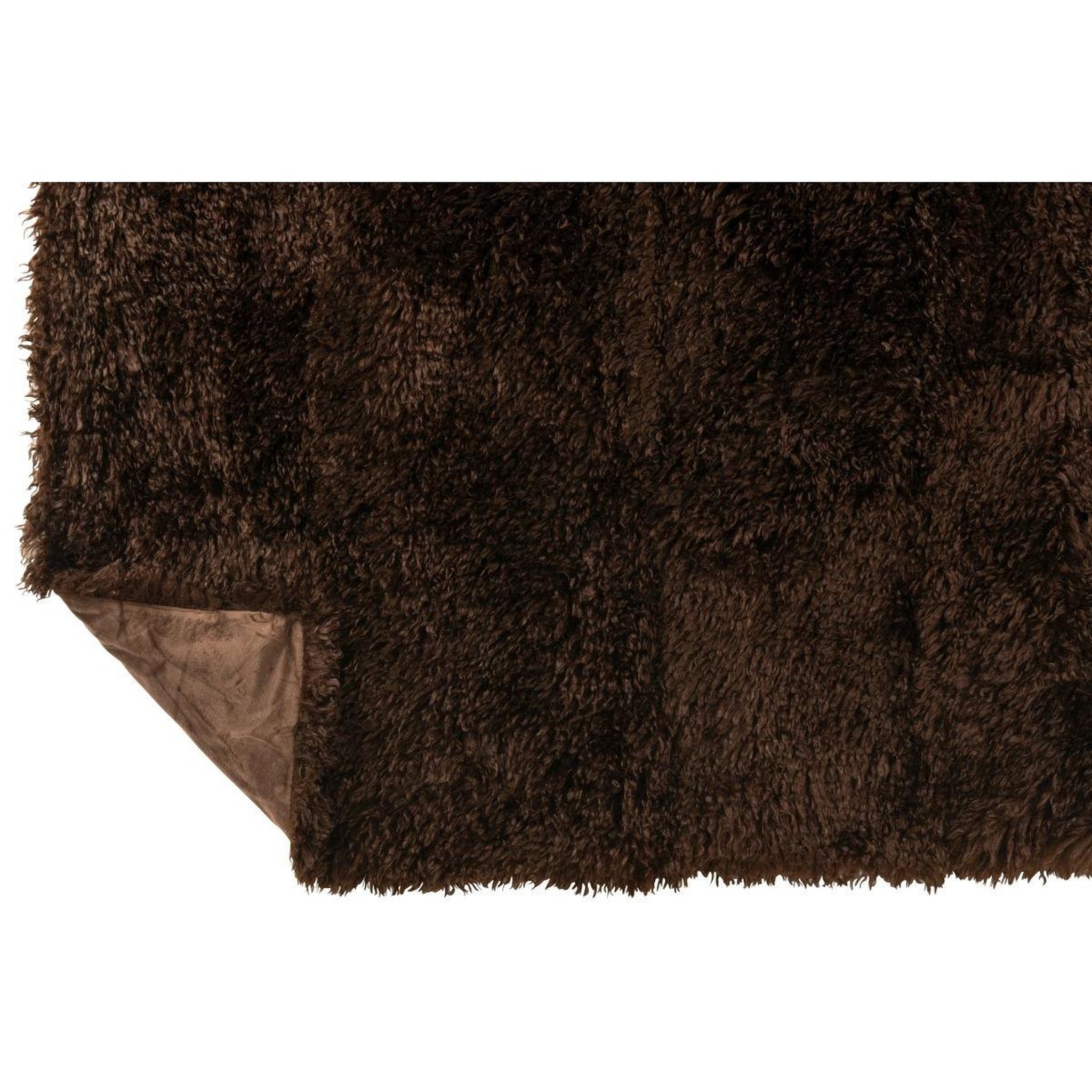 Voir la diapositive 3 : J-LINE Plaid imitation fourrure  moutie  130x180cm marron foncé