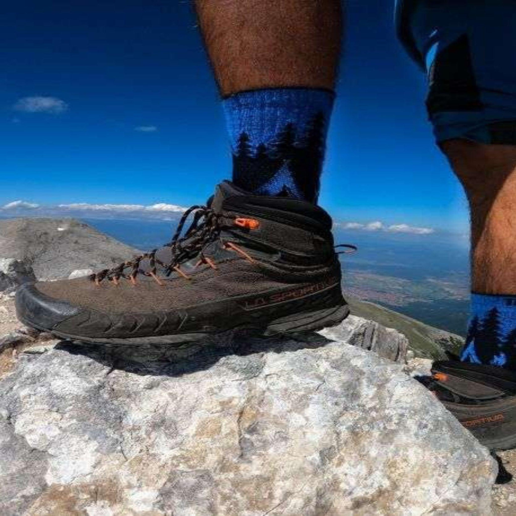 Voir la diapositive 2 : TRY TO FLY Chaussettes de randonnée laine mérinos bleues