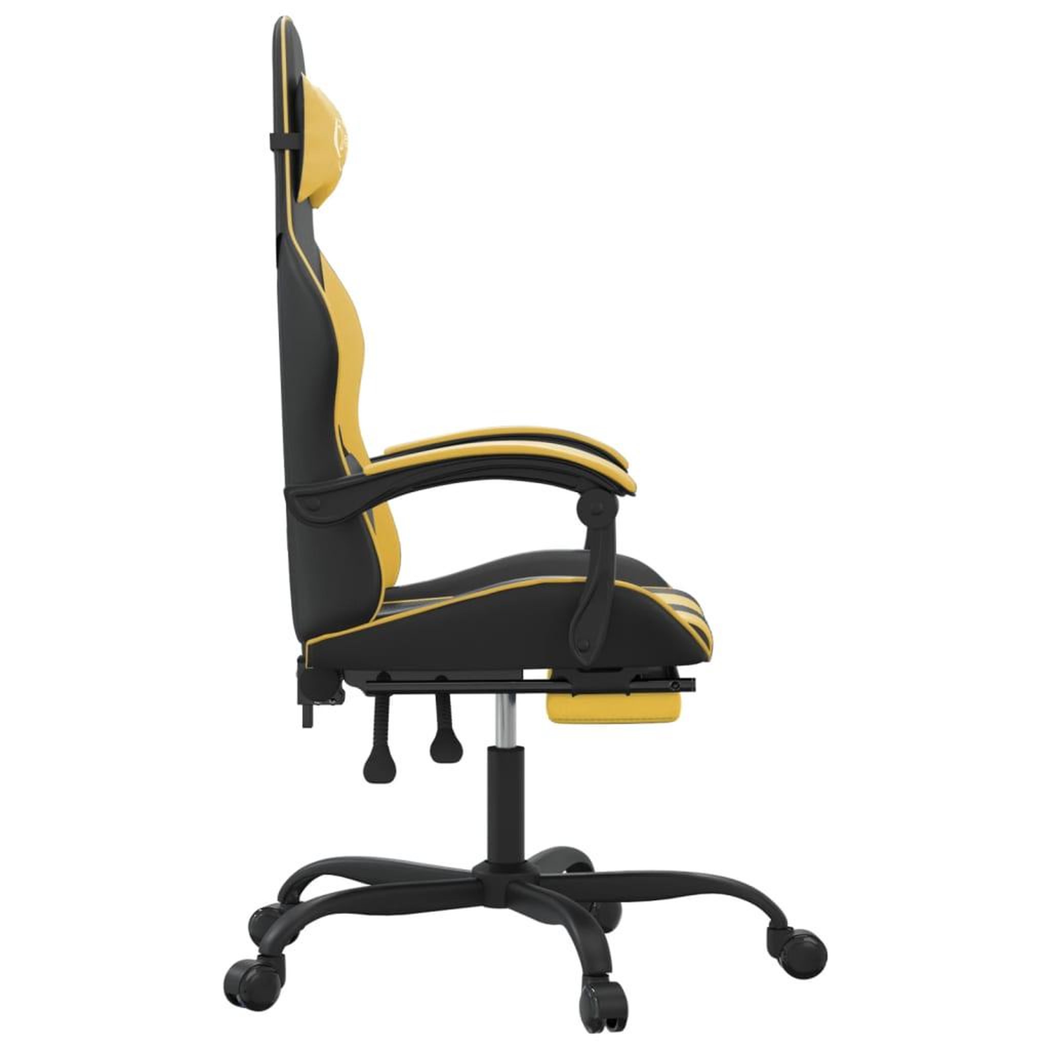 Voir la diapositive 4 : VIDAXL Chaise de jeu pivotante et repose-pied Noir et dore Similicuir