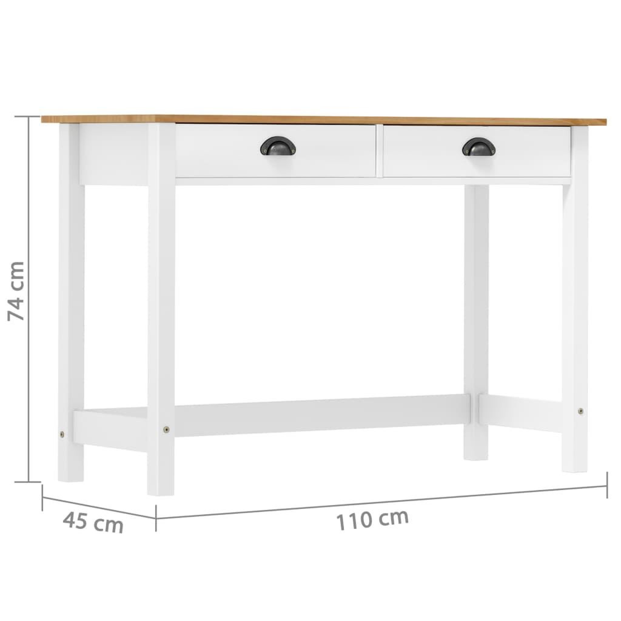 Voir la diapositive 6 : VIDAXL Table console Hill avec 2 tiroirs 110x45x74 cm Pin solide