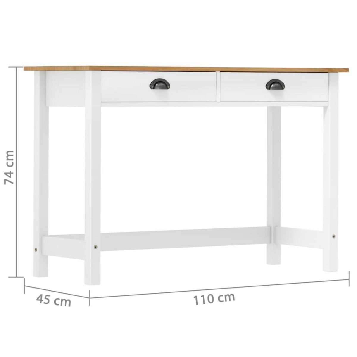 VIDAXL Table console Hill avec 2 tiroirs 110x45x74 cm Pin solide