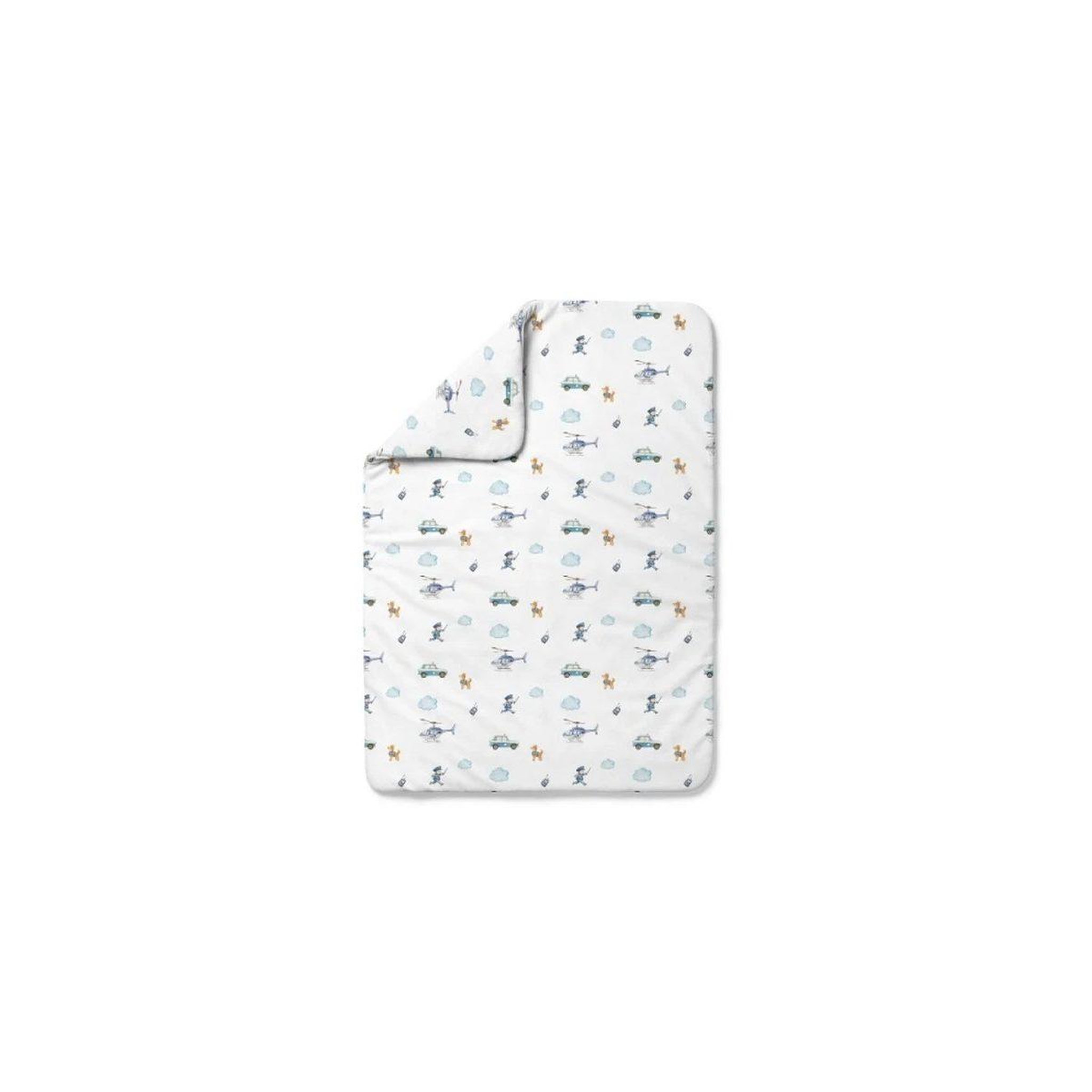 Voir la diapositive 5 : WALDIN Couette bébé 100 × 75 cm - motif policier, blanc