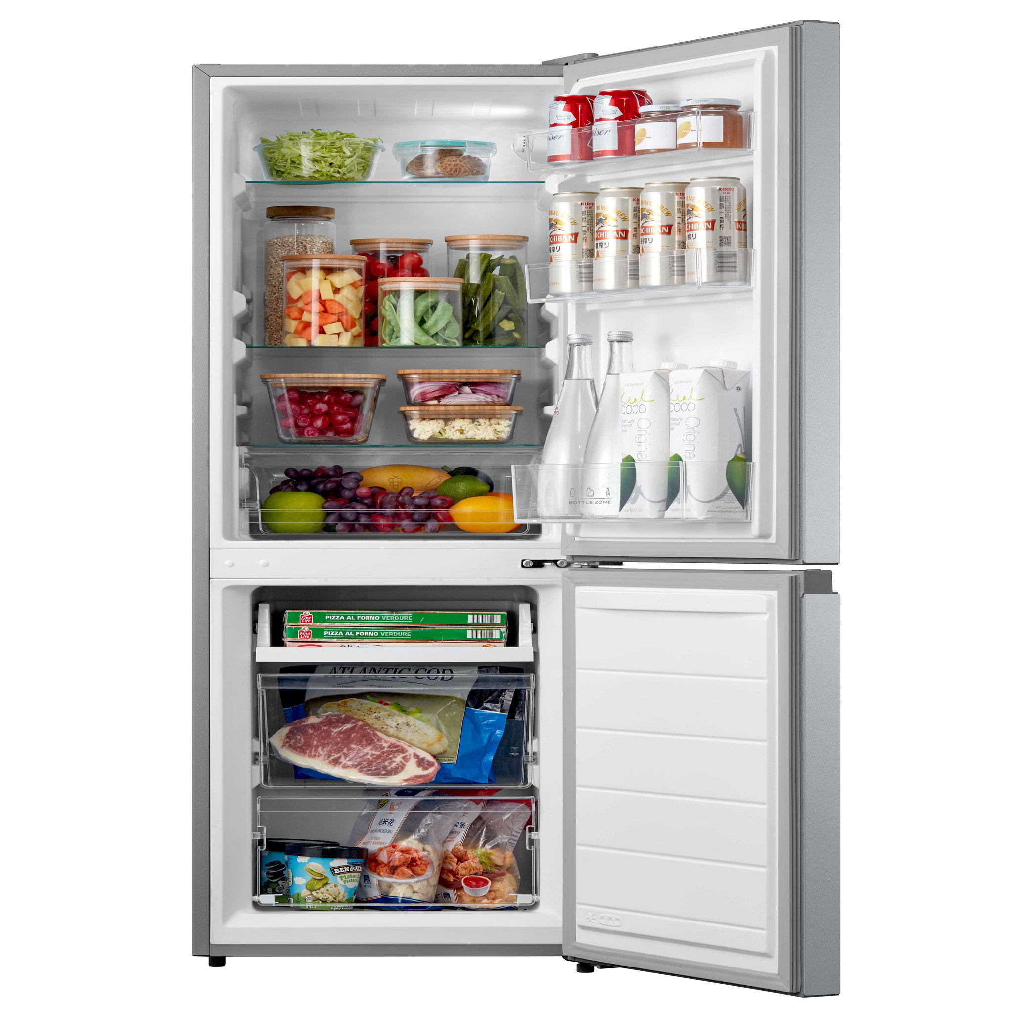 Voir la diapositive 4 : SCHNEIDER Réfrigérateur combiné 174L Inox - SCCB174LFES