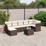 VIDAXL Salon de jardin 8 pcs avec coussins marron resine tressee