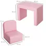 HOMCOM Fauteuil enfant multifonction 2 en 1 ensemble chaise table permutable pour enfant revêtement synthétique rose
