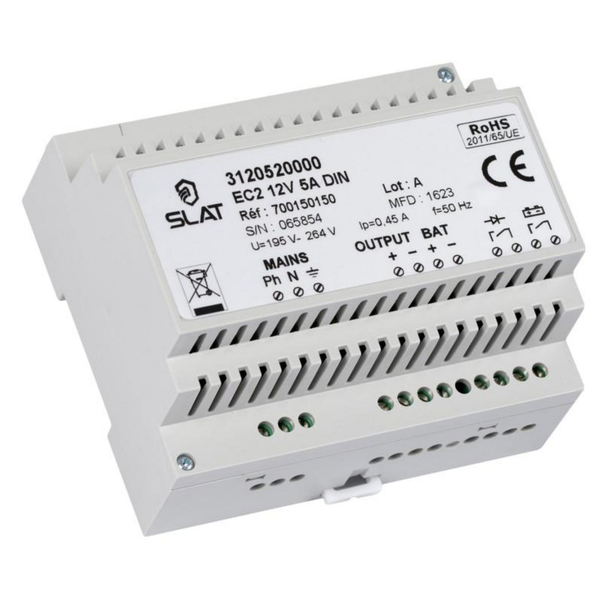 SLAT Alimentation chargeur 12V 5A pour rail DIN SLAT 312052000