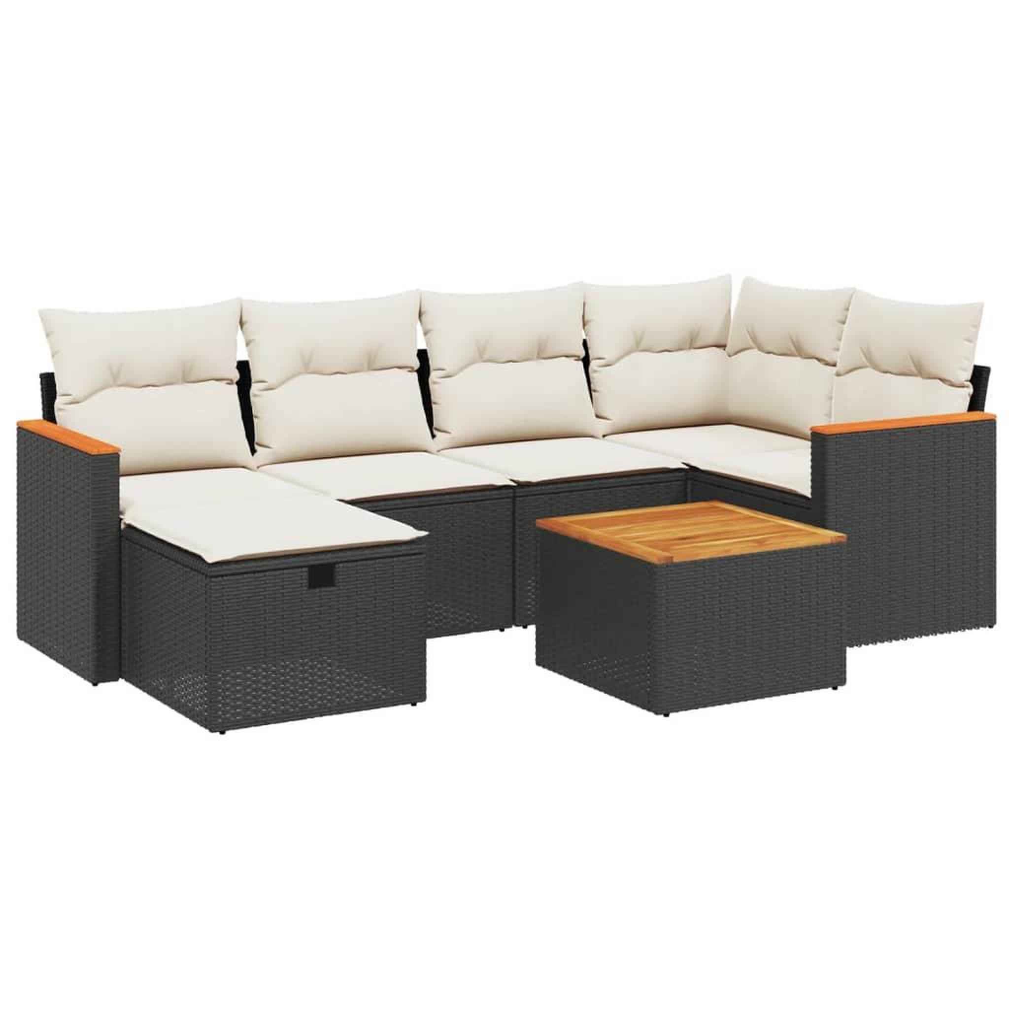 Voir la diapositive 2 : VIDAXL Salon de jardin 7 pcs avec coussins noir resine tressee