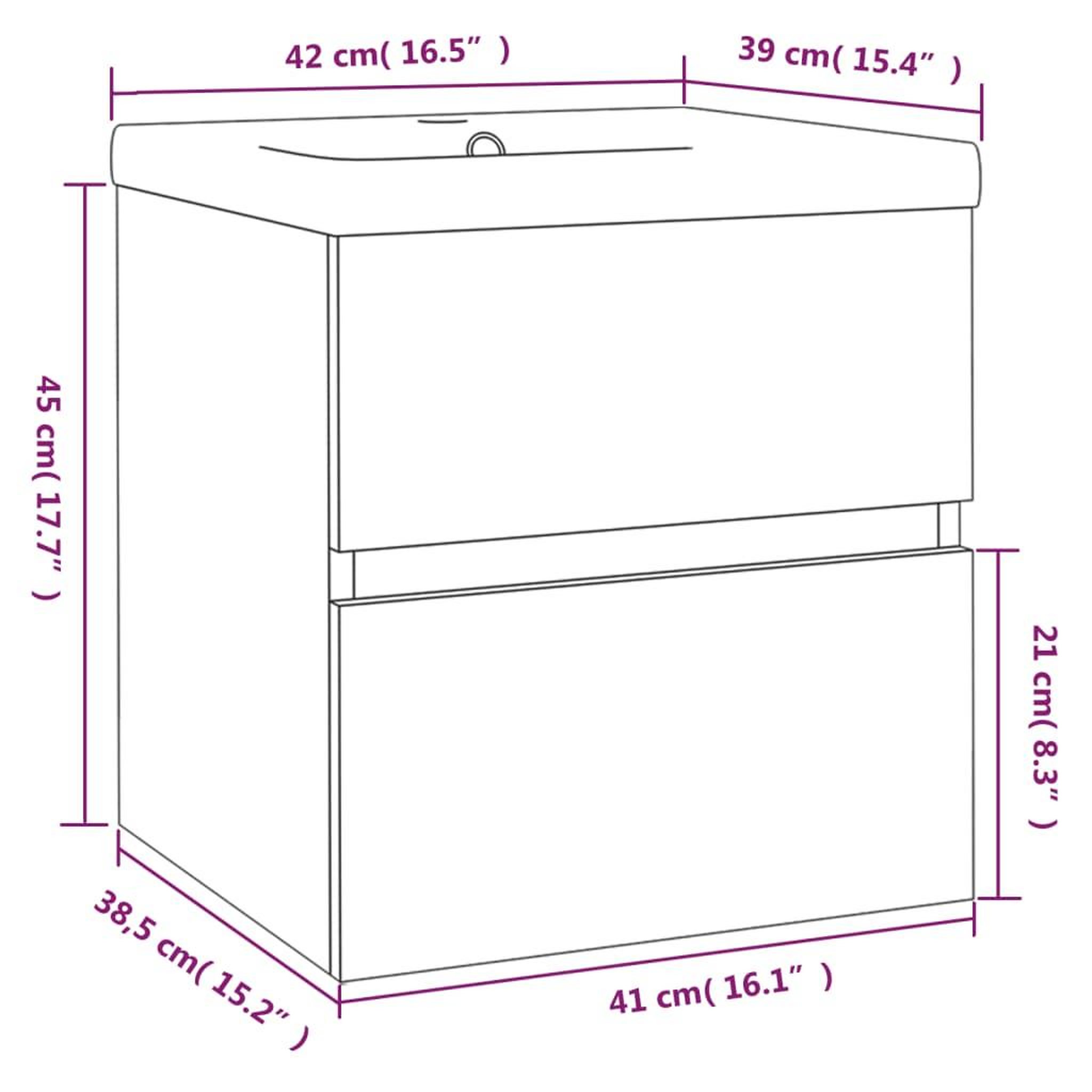 Voir la diapositive 6 : VIDAXL Meuble lavabo avec bassin integre Chene fume Bois d'ingenierie