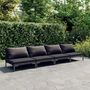 Voir la diapositive 1 : VIDAXL Salon de jardin 4 pcs avec coussins Resine tressee Gris fonce
