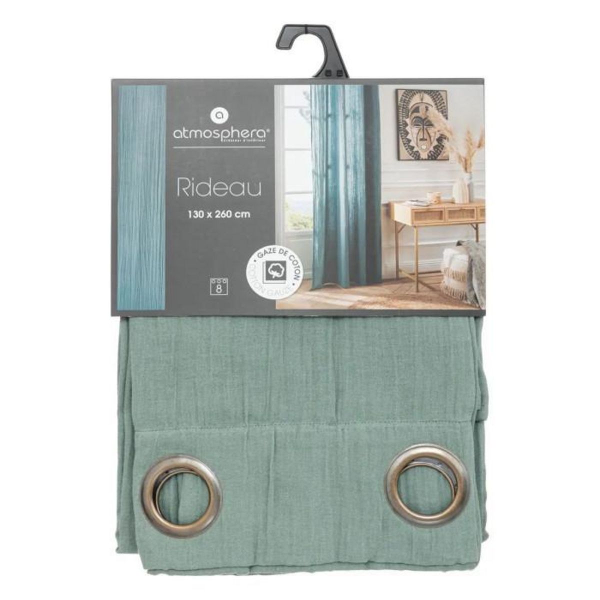 ATMOSPHERA Rideau à Oeillets  Santana  130x260cm Vert Céladon