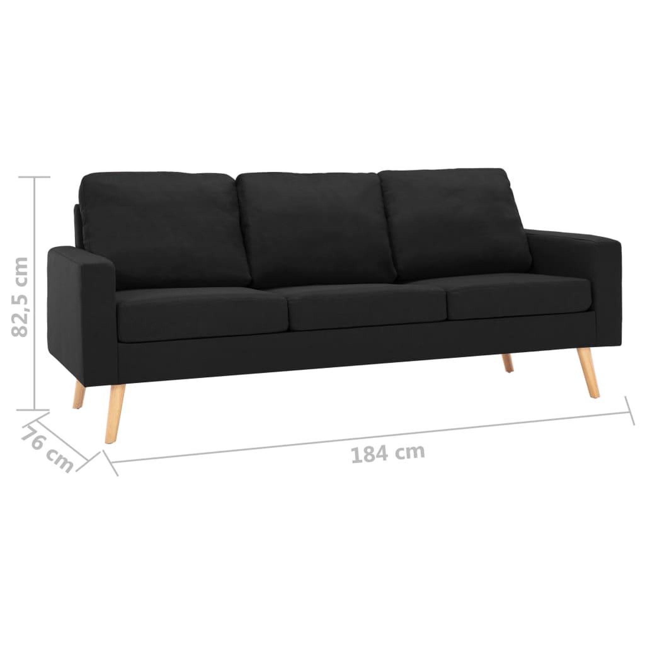 Voir la diapositive 6 : VIDAXL Ensemble de canapes 2 pcs Tissu Noir