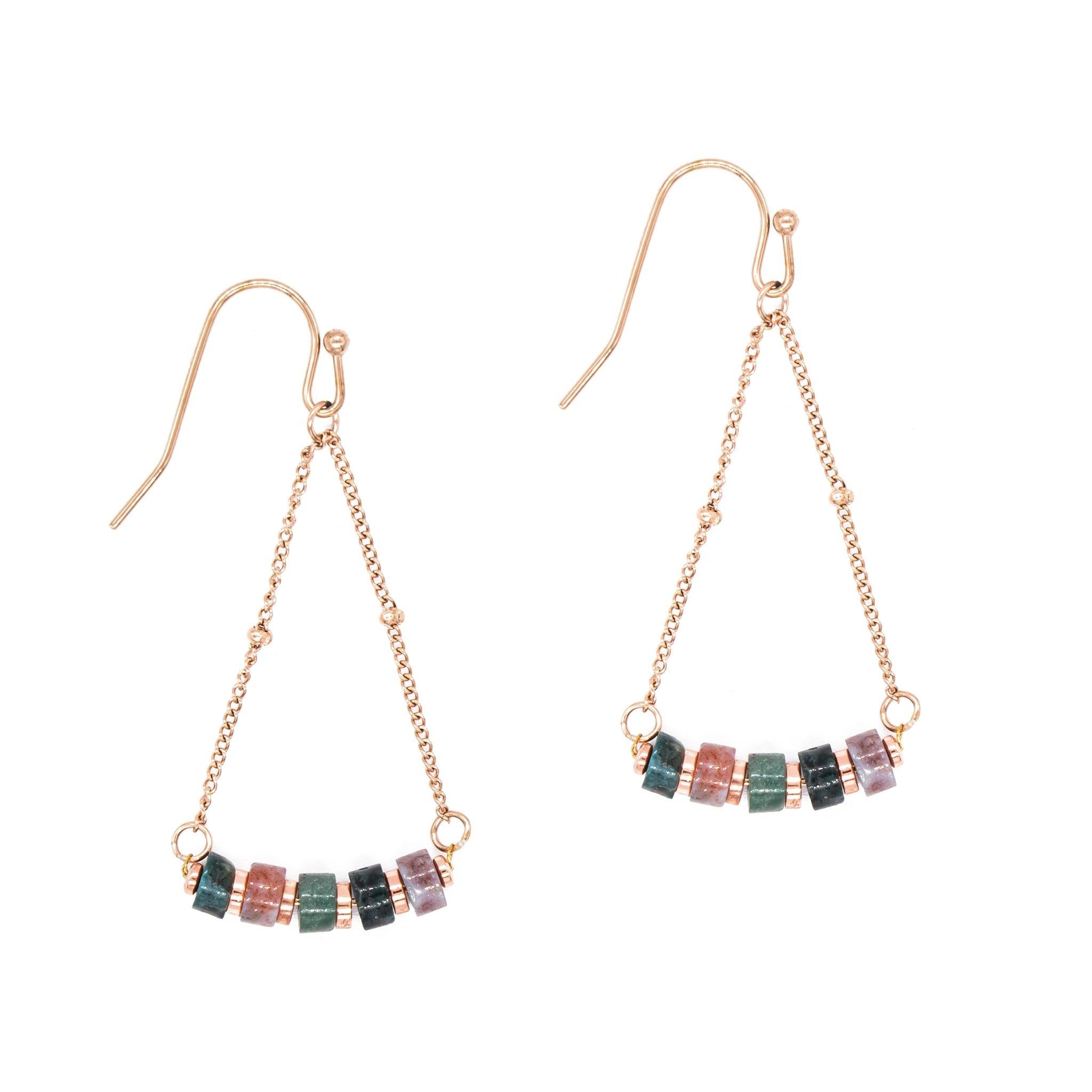 Voir la diapositive 1 : SLOYA Boucles d'oreilles Piana en pierres Agate Aquatique