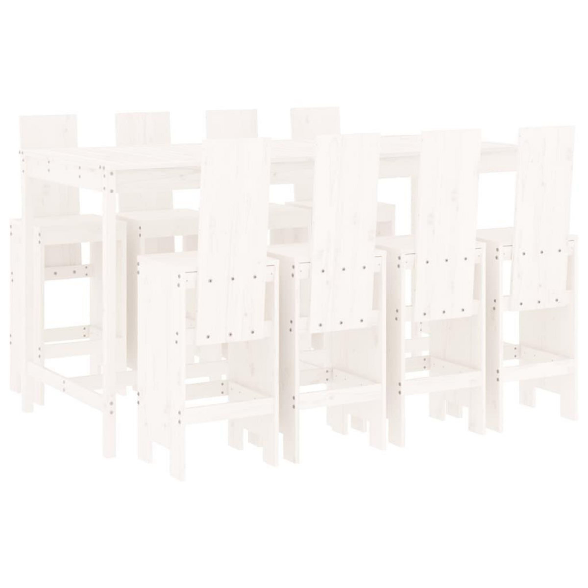 VIDAXL Ensemble de bar de jardin 9 pcs blanc bois de pin massif