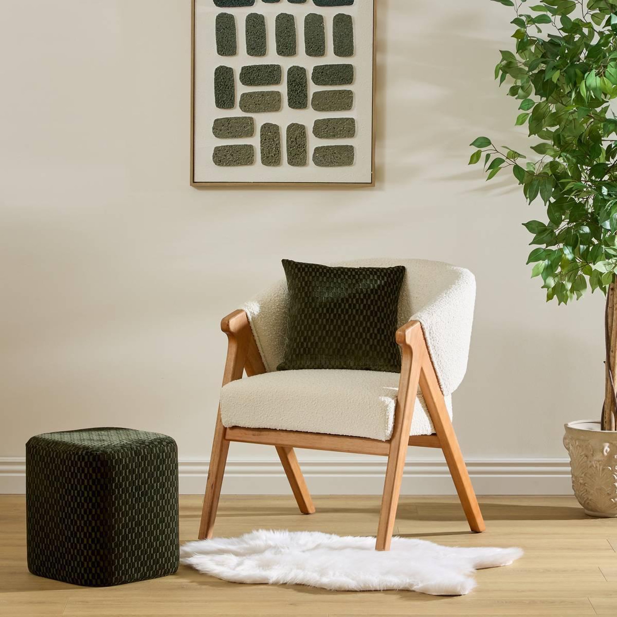 Voir la diapositive 5 : ATMOSPHERA Pouf en Velours  Selia  38cm Vert Cèdre