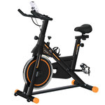 HOMCOM Vélo d'appartement réglable - vélo biking cardio - volant d'inertie 8 Kg, écran LCD, support Ipad, gourde - acier orange noir