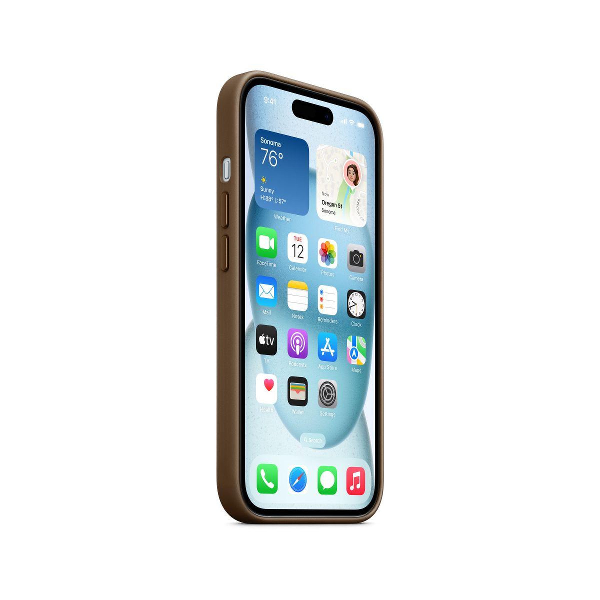 Voir la diapositive 3 : APPLE Coque iPhone 15 MagSafe tissage fin Taupe