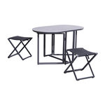 Proloisirs Set pliant - BALCON - Aluminium époxy graphite - Table SPC top et tabourets TPEP - (1 table + 2 tabourets)
