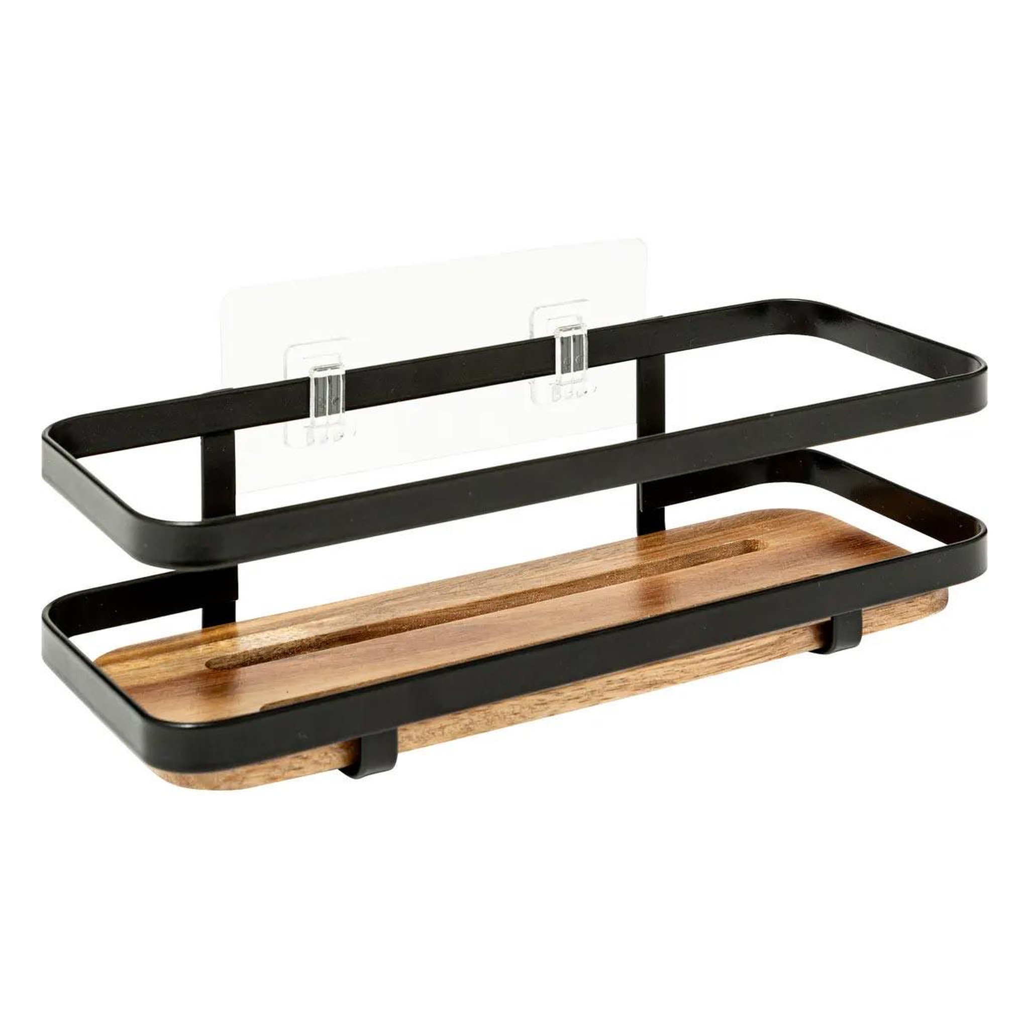FIVE Étagère de douche en bois  blackacia  25cm noir