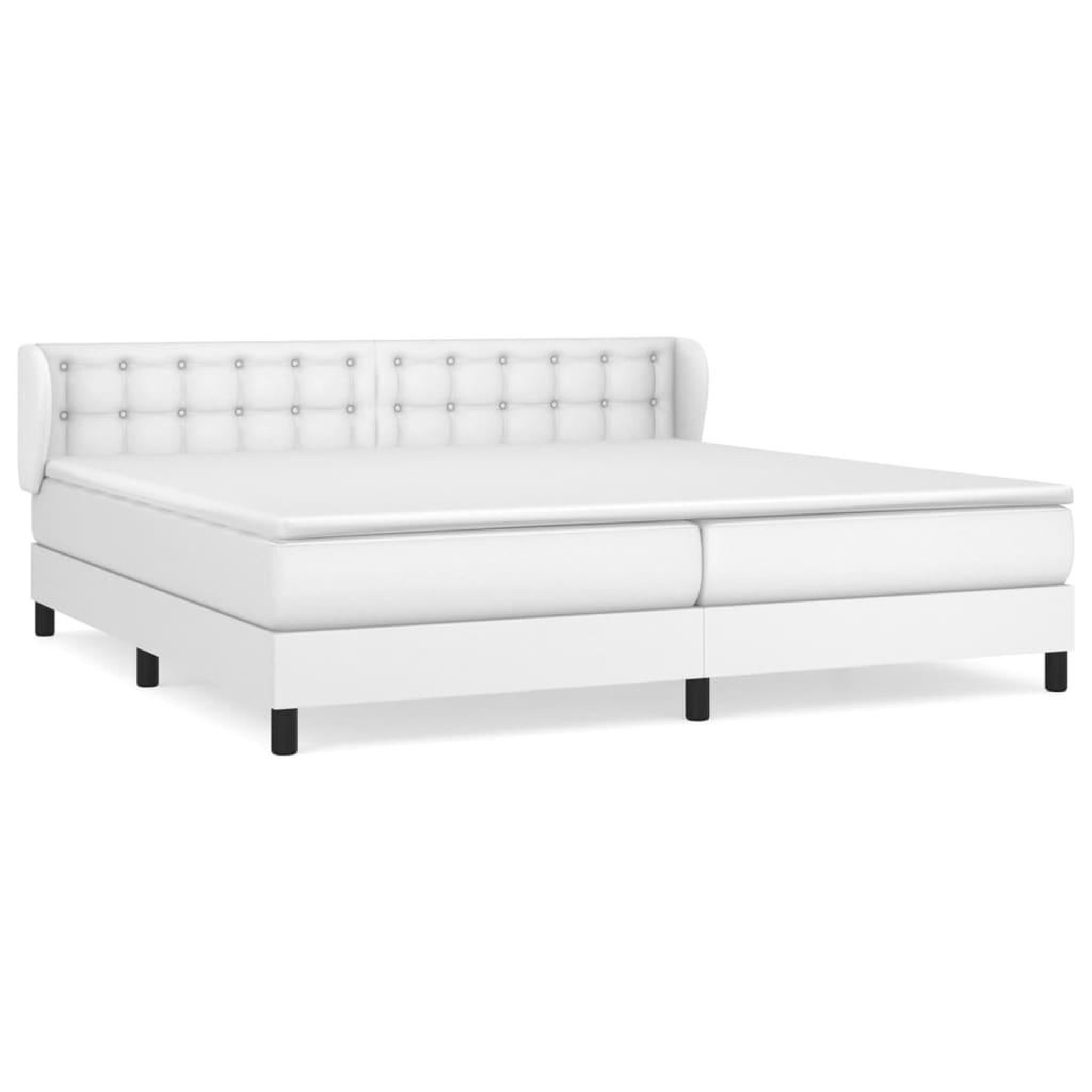 Voir la diapositive 1 : VIDAXL Sommier a lattes de lit avec matelas Blanc 200x200cm Similicuir